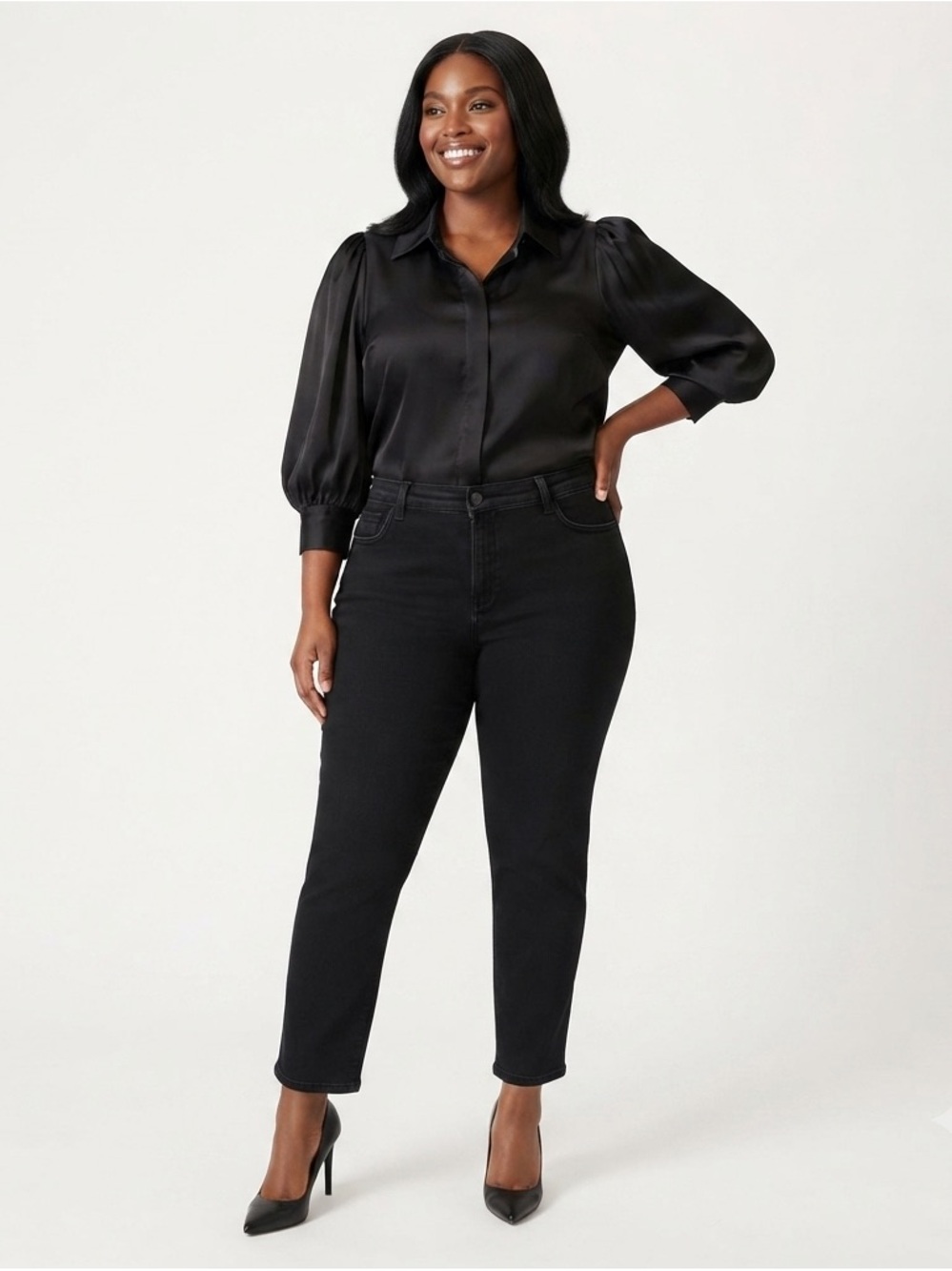 Lane Bryant Super Stretched Skinny Black Mid Rise Jeans Size 28